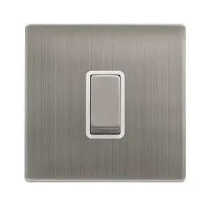 Stainless Steel Screwless Plate 10A 1 Gang Intermediate Ingot Light Switch - White Trim - SE Home