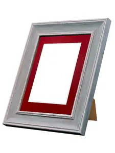 Scandi Distressed Blue Frame with Red Mount for Image Size 8 x 6 Inch