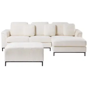 Left-Hand Corner Sofa with Ottoman OSLO White Boucle 5 Seater Left Hand