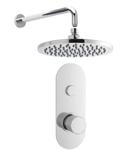 Shower Bundle Concealed Round Push 1 Button Valve, Arm & Head Kit - Chrome Balterley