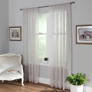 Home Curtains Voile Slot Top Panels 59w x 63d" (149x160cm) Pale Grey (PAIR)