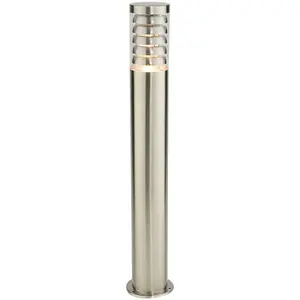 4 PACK Outdoor Garden Bollard Light 80cm Brushed Steel 9W Outside Lamp Post IP44