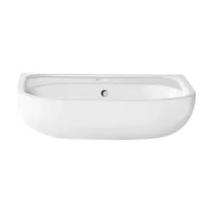 GoodHome Cavally Gloss White Oval Full pedestal Basin (H)84cm (W)56cm