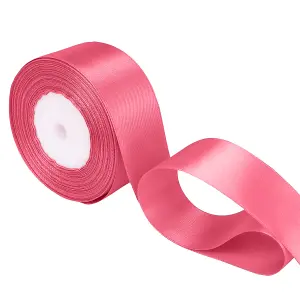 25mm Rose Pink Double Sided Satin Polyester Ribbon Roll, 25 metres