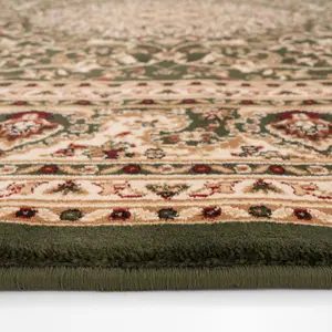 Gold Green Classical Oriental Medallion Area Rug 80cm x 150cm