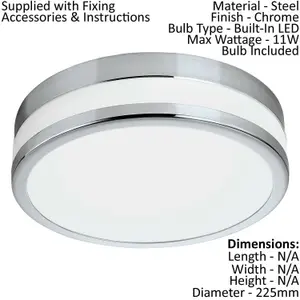 2 PACK Wall Flush Ceiling Light Chrome White Painted Satin Glass Shade LED 11W