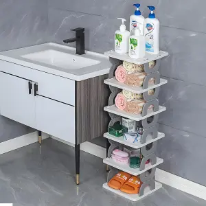 6-Tier Foldable Plastic Shoe Rack in Grey