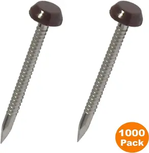 1000 x Brown UPVC 30mm Poly Top Pins Plastic Headed Fascia Fixings