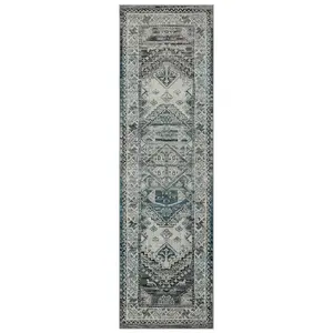 Persian Bordered Easy to Clean Blue Geometric Traditional Rug for Dining Room-160cm X 235cm