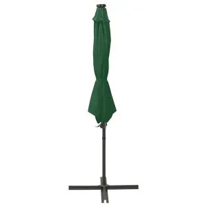 Berkfield Cantilever Umbrella with Pole and LED Lights Green 300 cm