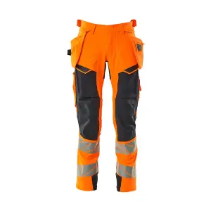 Mascot Accelerate Safe Trousers with Holster Pockets - Hi-Vis Orange/Dark Navy   (40.5) (Leg Length - Long)