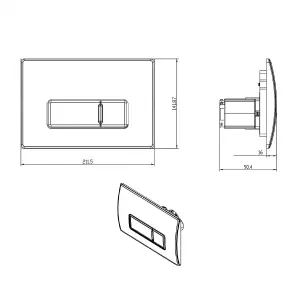 Square Black Toilet Concealed Cistern Dual Flush Plate