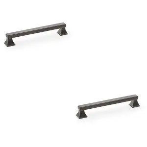 2 PACK - Chunky Square Pull Handle - Dark Bronze 160mm Centres SOLID BRASS Drawer Door