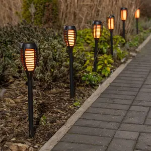 Nishu Black Low Voltage Solar Powered Integrated LED Pathway Lights Kit (Set of 6)