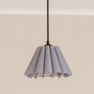 ValueLights Lauren Grey Fabric Pleated Scallop Edge Tapered Ceiling Floor Table Lamp Shade with LED Bulb