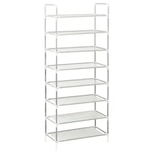 Berkfield Shoe Rack with 8 Shelves Metal and Non-woven Fabric Silver