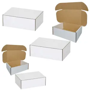 25 x White 12x9x2.5" Strong Single Wall Die Cut Packing Shipping Boxes