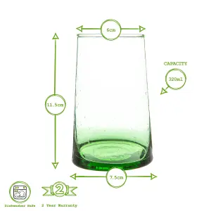 Nicola Spring - Merzouga Recycled Highball Glasses - 320ml - Green - Pack of 6