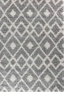 Moroccan Berber Shaggy Rugs Living Room Ikat Grey 80x150 cm