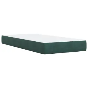 Berkfield Box Spring Bed with Mattress Dark Green 90x190 cm Velvet