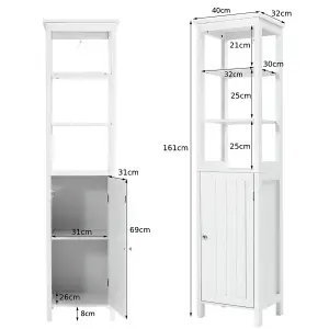 Costway 3-Tier Shelf Narrow Bathroom Cabinet Freestanding Floor Storage Cabinet Organizer