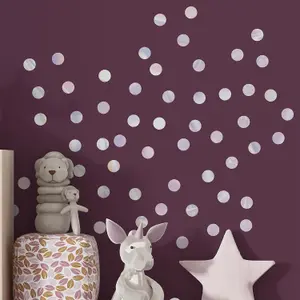 Walplus Polka Dots Holographic X 2 Kids Sticker Aluminium Film Silver