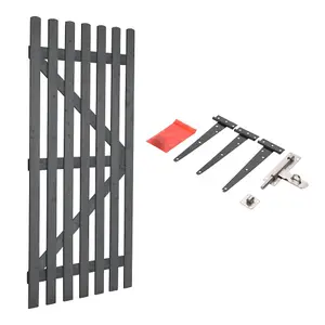 Wooden Garden Picket Gate Pedestrian Gate Carbonized Wood Garden Fence Gate, 90cm W x 180cm H