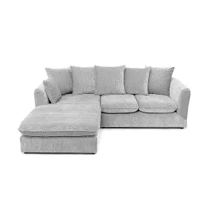 Lucas Water Repellent Velvet Chenille Left Facing Corner Sofa in Silver