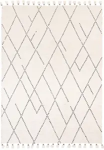 Cream Easy to clean Geometric Modern , Wool Rug for Living Room, Bedroom - 120cm X 170cm