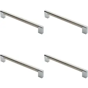 4x Multi Section Straight Pull Handle 224mm Centres Satin Nickel Polished Chrome