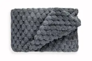 Emma Barclay Lush Luxurious Faux Rabbit Fur Throw For Sofa Blanket Charcoal 140x180cm