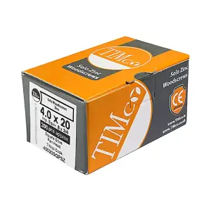 TIMCO Solo Pan Head Silver Woodscrews - 4.0 x 20 (200pcs)