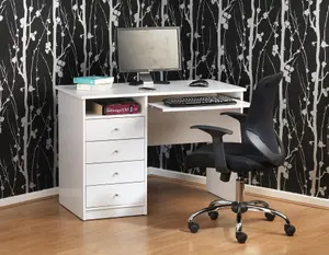 Marymount Desk with Sliding Shelf & 3 Drawers in White