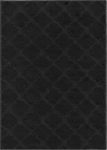 Ivy Washable Trellis Design Anti Slip Doormats Black 50x80 cm