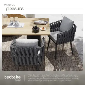 Chair Lugano Set of 2 - aluminium frame, weather-resistant, thick cushions, 61 x 60 x 73 cm - anthracite