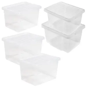 2 x Heavy Duty Multipurpose 20 Litre Home Office Clear Plastic Storage Containers With Lids