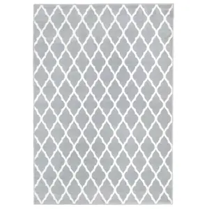 Grey White Classic Trellis Living Room Rug 120x170cm