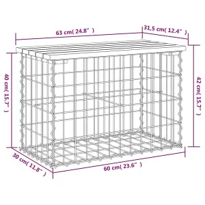 Berkfield Garden Bench Gabion Design 63x31.5x42 cm Solid Wood Pine