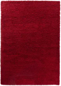 Serdim Rugs Plain Living Room Shaggy Area Rugs Red 60x110 cm