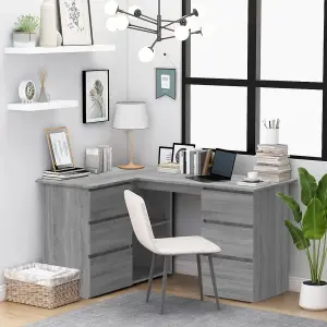 Berkfield Corner Desk Grey Sonoma 145x100x76 cm Engineered Wood