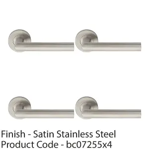 4 PACK - PAIR Straight Mitred Bar Handle on Round Rose Concealed Fix 201 Satin Steel