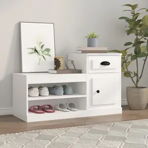 Berkfield Shoe Cabinet White 100x42x60 cm Engineered Wood