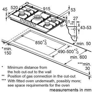 Bosch PCR9A5B90 91.5cm Gas Hob