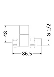 Straight Square Radiator Valves, Sold in Pairs - Chrome