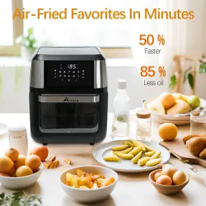 Alivio 12L Digital Air Fryer Oven 1800W, Multifunctional 12 Preset Programs, 5 Auxiliary Functions, 360 Degree Hot Air Circulation