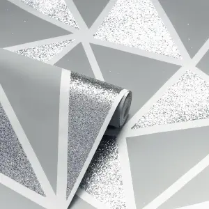 Arthouse Sequin Fragments Silver & Grey Wallpaper