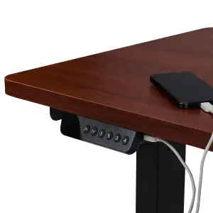 Adjustable Desk Electric Right Hand Dark Wood DESTINES