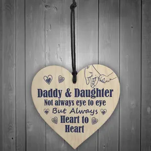 Red Ocean Daddy And Daughter Wooden Heart Gifts For Birthday Christmas Best Daddy Gift Ideas From Daughter