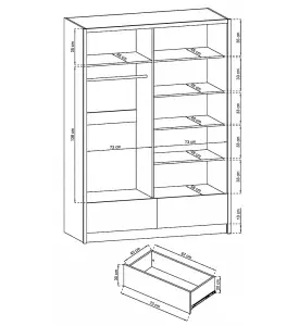 Aria I Mirrored Sliding Two Door Wardrobe 150cm in Black Gloss