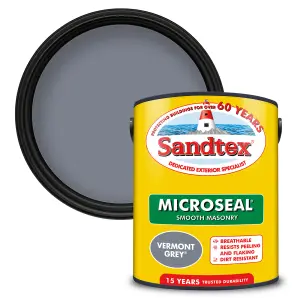 Sandtex Microseal Vermont Grey Matt Masonry paint, 5L Tub